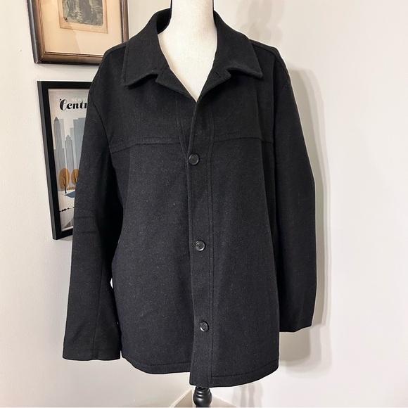 Men’s Hugo Boss Pea Coat Jacket Cashmere/Wool Black Size US 46R - Picture 1 of 5